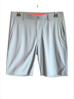 REDVANLY Men's Kent Performance Golf Shorts in Mist Gray